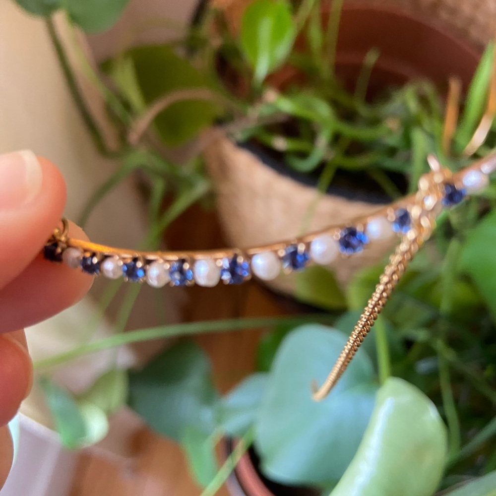 Vintage 1920's Pendant - 14K Gold, Sapphires and Pearls - Commissioned Piece - Picture 6 of 12